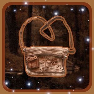 crochet brown skull bag